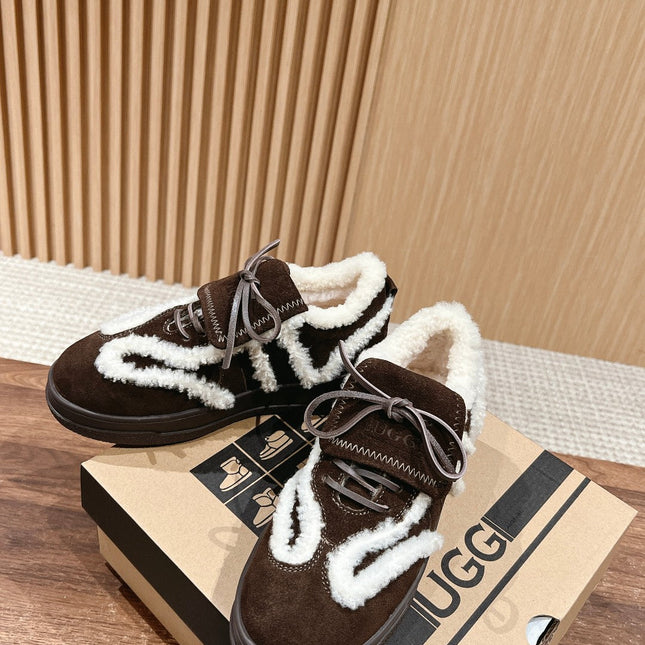 PLATFORM SNEAKER IN CHOCOLATE BROWN SUEDE AND FLEECE LINING