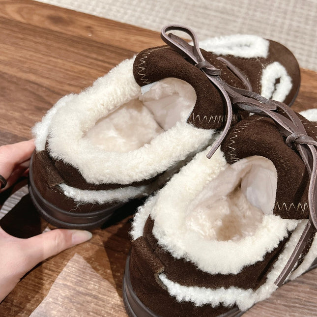PLATFORM SNEAKER IN CHOCOLATE BROWN SUEDE AND FLEECE LINING