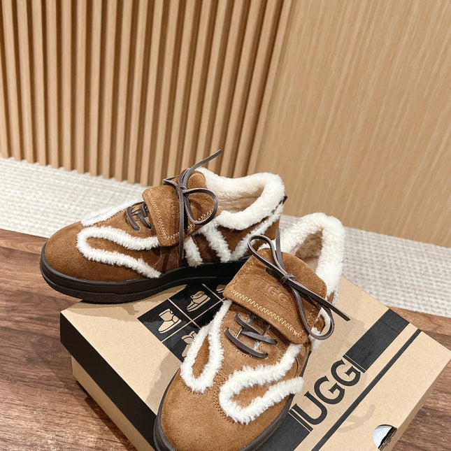 PLATFORM SNEAKER IN CIDER BROWN SUEDE AND FLEECE LINING