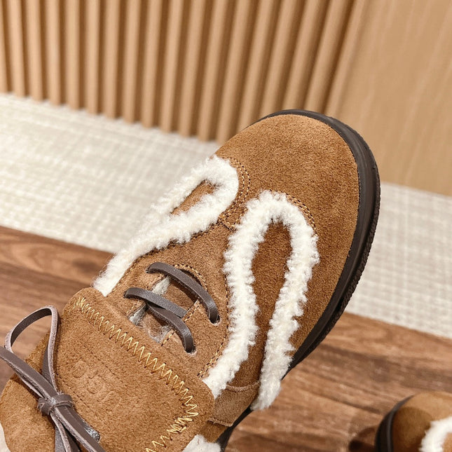 PLATFORM SNEAKER IN CIDER BROWN SUEDE AND FLEECE LINING