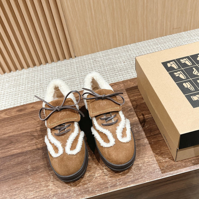 PLATFORM SNEAKER IN CIDER BROWN SUEDE AND FLEECE LINING