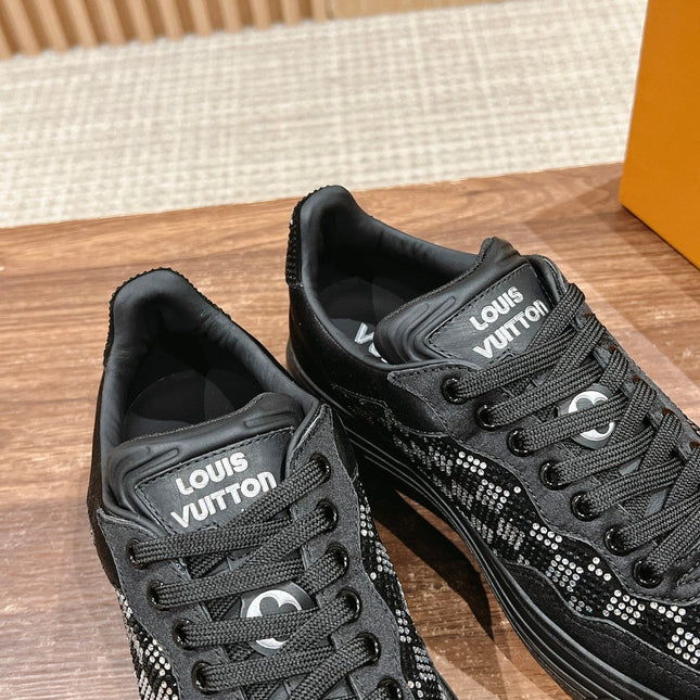 LV GROOVY SNEAKER IN BLACK DAMIER STRASS AND CALFSKIN