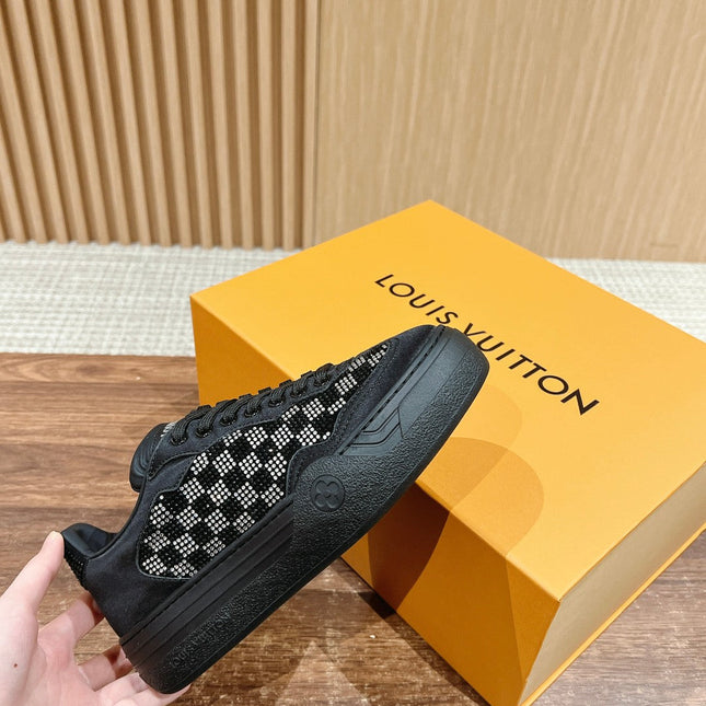 LV GROOVY SNEAKER IN BLACK DAMIER STRASS AND CALFSKIN