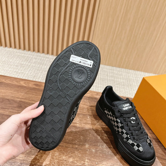 LV GROOVY SNEAKER IN BLACK DAMIER STRASS AND CALFSKIN