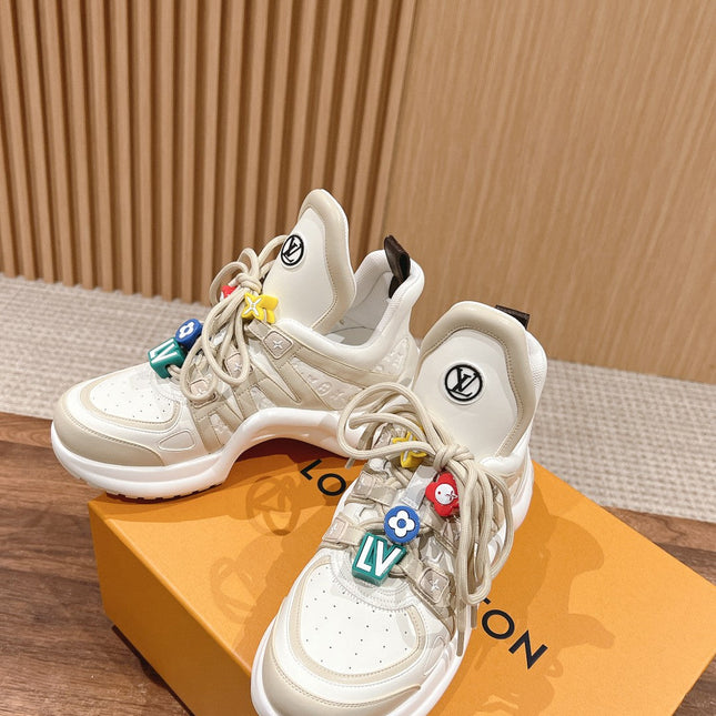 LV ARCHLIGHT SNEAKER IN BLANC BEIGE EMBOSSED CALFSKIN