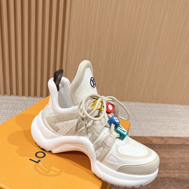 LV ARCHLIGHT SNEAKER IN BLANC BEIGE EMBOSSED CALFSKIN