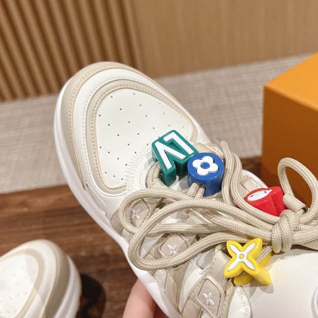 LV ARCHLIGHT SNEAKER IN BLANC BEIGE EMBOSSED CALFSKIN