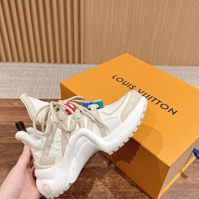 LV ARCHLIGHT SNEAKER IN BLANC BEIGE EMBOSSED CALFSKIN