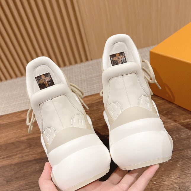 LV ARCHLIGHT SNEAKER IN BLANC BEIGE EMBOSSED CALFSKIN