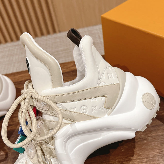 LV ARCHLIGHT SNEAKER IN BLANC BEIGE EMBOSSED CALFSKIN