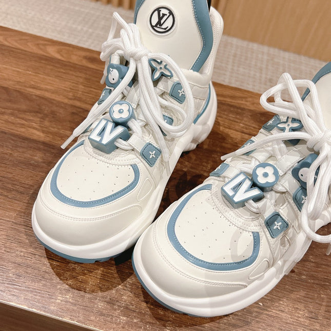 LV ARCHLIGHT SNEAKER IN WHITE MIX SKY BLUE EMBOSSED CALFSKIN