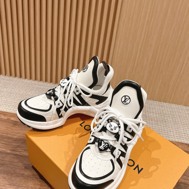 LV ARCHLIGHT SNEAKER IN WHITE MIX BLACK EMBOSSED CALFSKIN 101058
