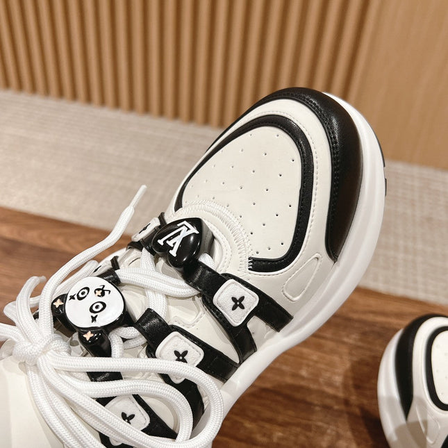 LV ARCHLIGHT SNEAKER IN WHITE MIX BLACK EMBOSSED CALFSKIN 101058