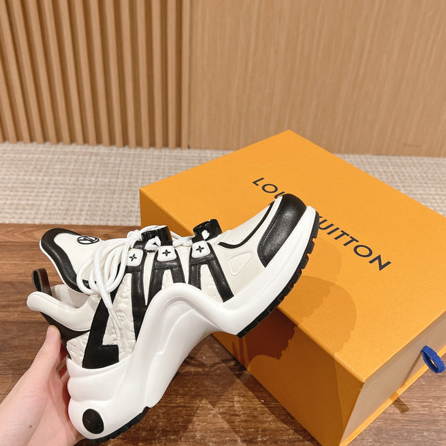 LV ARCHLIGHT SNEAKER IN WHITE MIX BLACK EMBOSSED CALFSKIN 101058
