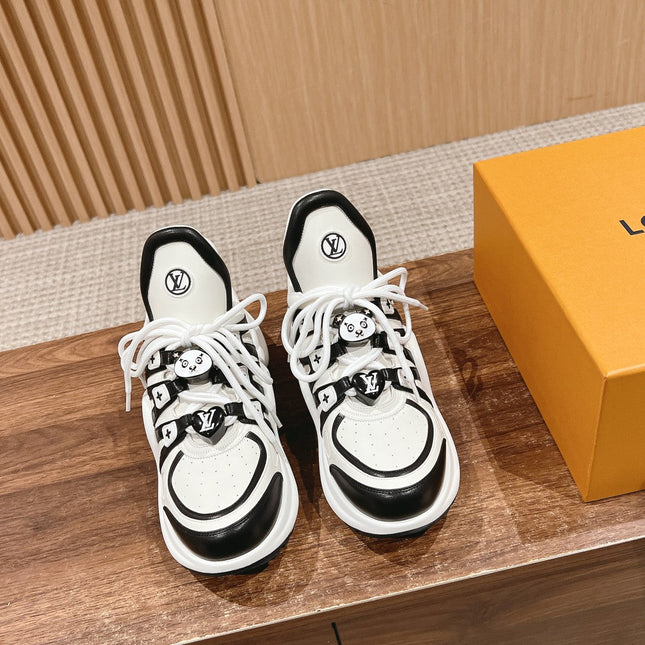LV ARCHLIGHT SNEAKER IN WHITE MIX BLACK EMBOSSED CALFSKIN 101058