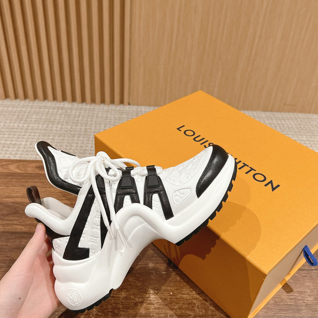 LV ARCHLIGHT SNEAKER IN WHITE MIX BLACK EMBOSSED CALFSKIN