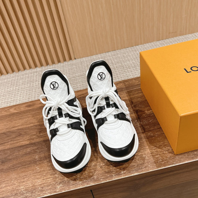 LV ARCHLIGHT SNEAKER IN WHITE MIX BLACK EMBOSSED CALFSKIN
