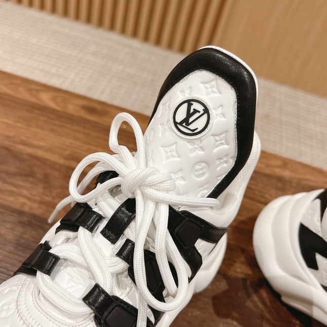 LV ARCHLIGHT SNEAKER IN WHITE MIX BLACK EMBOSSED CALFSKIN