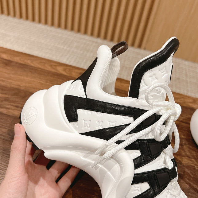 LV ARCHLIGHT SNEAKER IN WHITE MIX BLACK EMBOSSED CALFSKIN