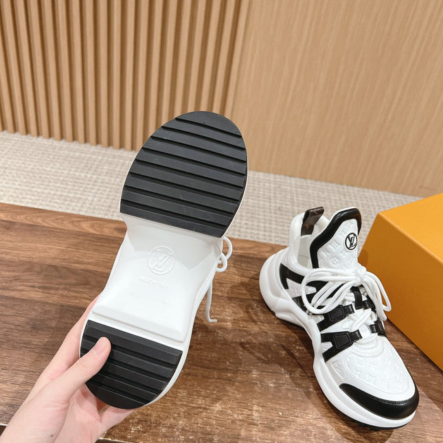 LV ARCHLIGHT SNEAKER IN WHITE MIX BLACK EMBOSSED CALFSKIN