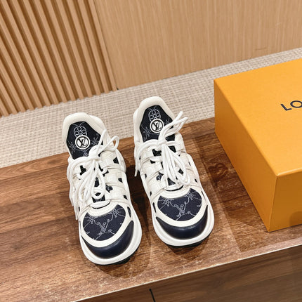 LV ARCHLIGHT SNEAKER IN WHITE MIX BLACK CALFSKIN AND MONOGRAM DENIM 101073