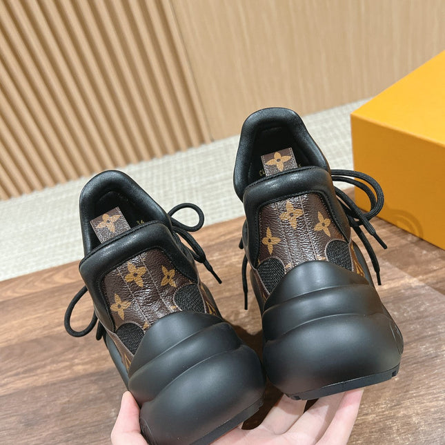 LV ARCHLIGHT SNEAKER IN BLACK CANVAS AND CHOCOLATE BROWN MONOGRAM CALFSKIN