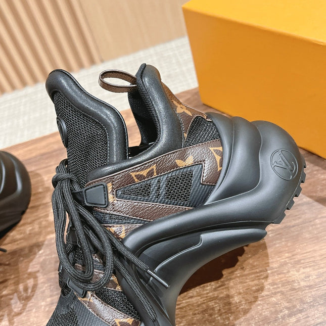 LV ARCHLIGHT SNEAKER IN BLACK CANVAS AND CHOCOLATE BROWN MONOGRAM CALFSKIN
