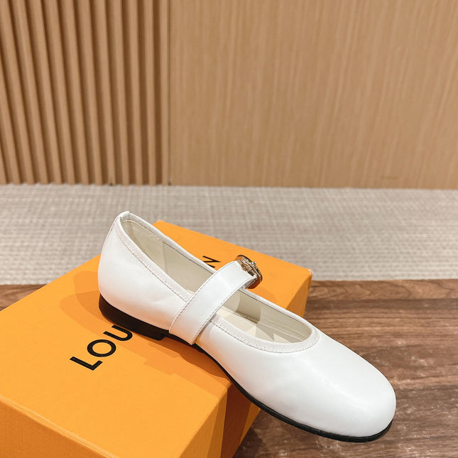MARY JANE FLAT IN WHITE CALFSKIN