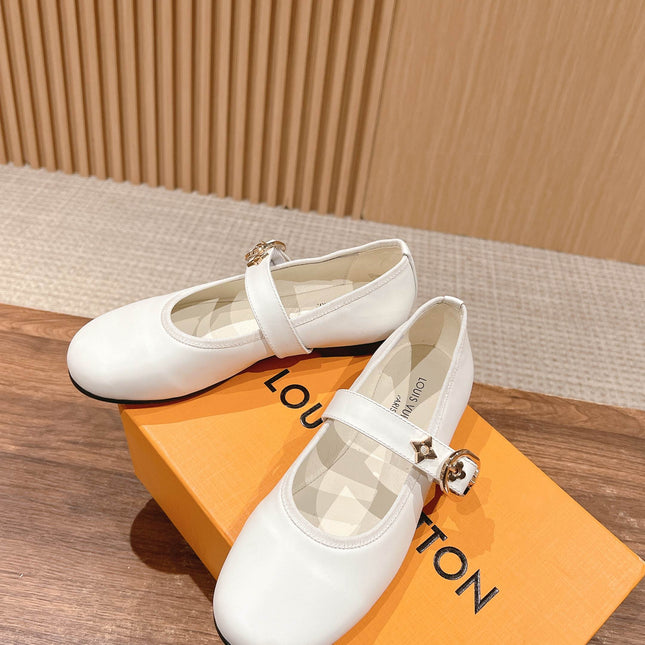 MARY JANE FLAT IN WHITE CALFSKIN