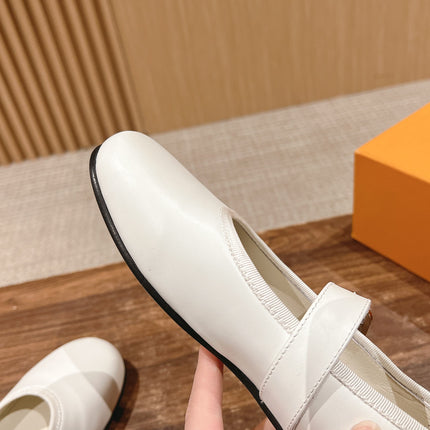 MARY JANE FLAT IN WHITE CALFSKIN