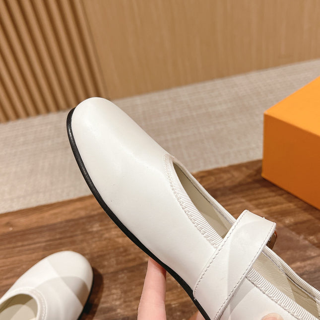 MARY JANE FLAT IN WHITE CALFSKIN