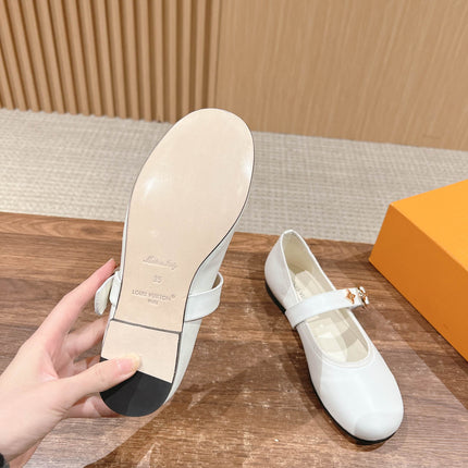 MARY JANE FLAT IN WHITE CALFSKIN