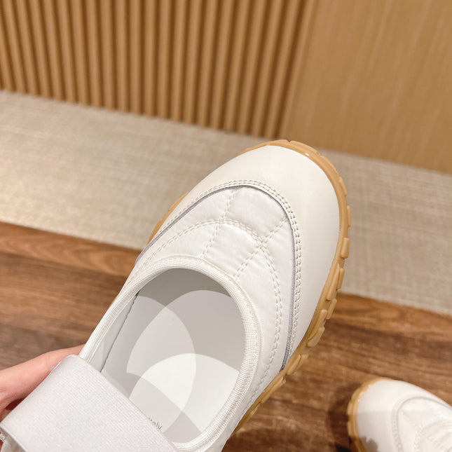 BALLET SHOES IN WHITE LAMBSKIN AND FABRIC ANTI-SLIP RUBBER SOLE