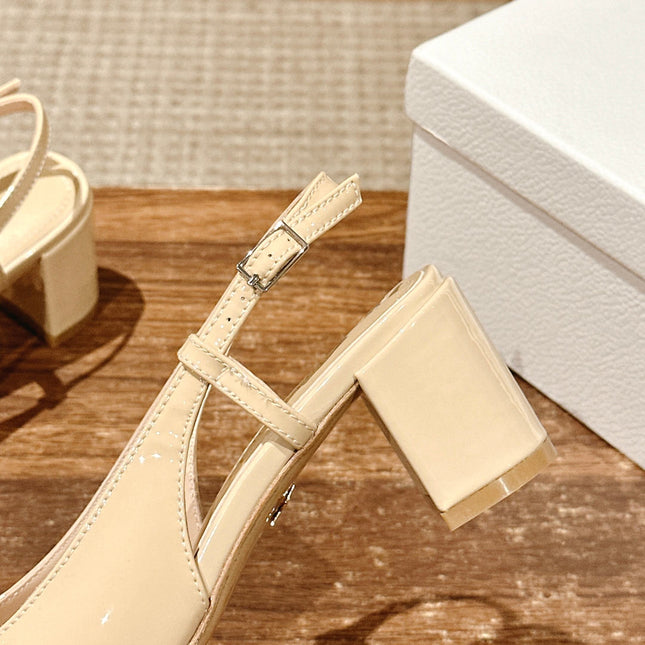 DIOR HIGH SLINGBACK 55 MM 25S IN BEIGE LAMBSKIN PEARL DETAILING