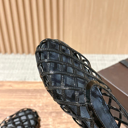 ALAIA MESH BALLET FLATS 25S IN BLACK LAMBSKIN