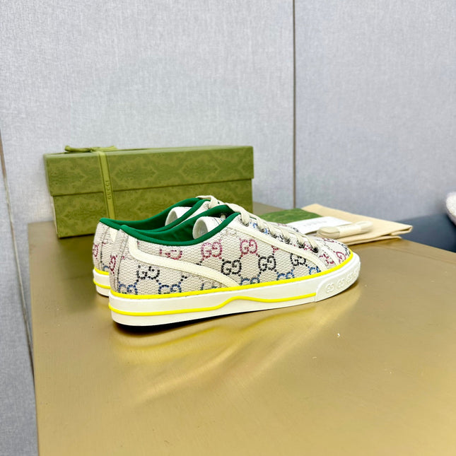 GG TENNIS 1977 TRAINER LIGHT GRAY CANVAS WITH YELLOW TRIM