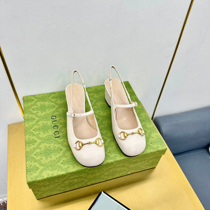 HORSEBIT PUMP IN WHITE SHEEPSKIN