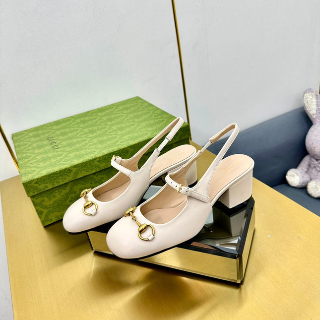 HORSEBIT PUMP IN WHITE SHEEPSKIN