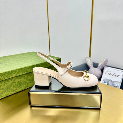 HORSEBIT PUMP IN WHITE SHEEPSKIN