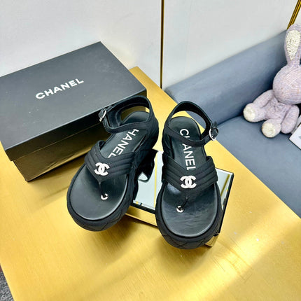 GROSGRAIN SANDAL IN BLACK FABRIC