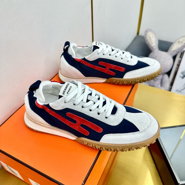 JET SNEAKER IN WHITE MIX NAVY BLUE SUEDE