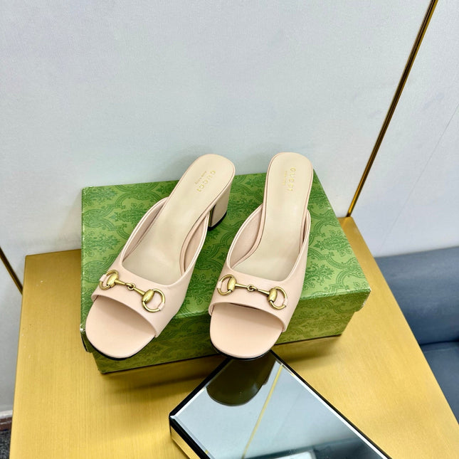 GG HIGH HEELS 55 IN LIGHT BEIGE CALFSKIN WITH GOLD HARDWARE