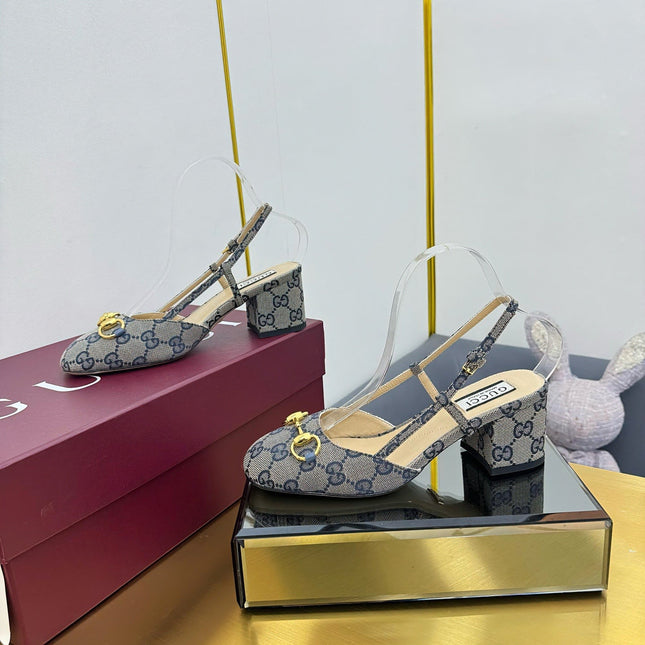 GG HIGH SLINGBACK 65 IN GREY LAMBSKIN WITH GOLD HARDWARE