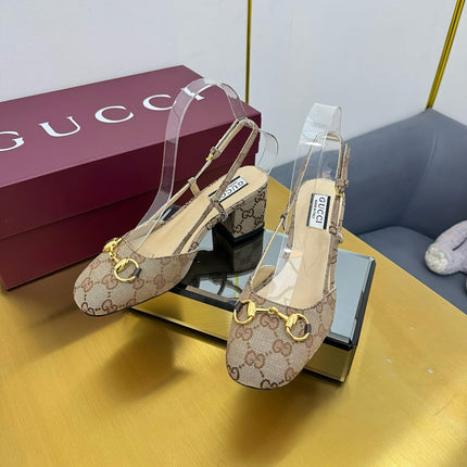 GG HIGH SLINGBACK 65 IN BEIGE LAMBSKIN WITH GOLD HARDWARE