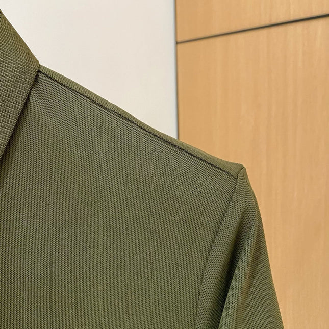 LV POLO SHIRT IN ARMY GREEN MESH BEADED COTTON FABRIC 238855