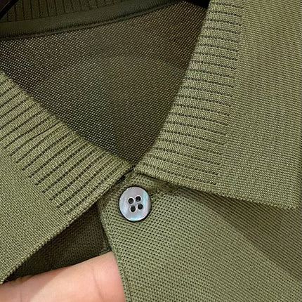 LV POLO SHIRT IN ARMY GREEN MESH BEADED COTTON FABRIC 238855