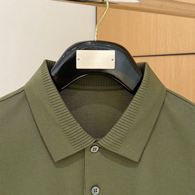 LV POLO SHIRT IN ARMY GREEN MESH BEADED COTTON FABRIC 238855