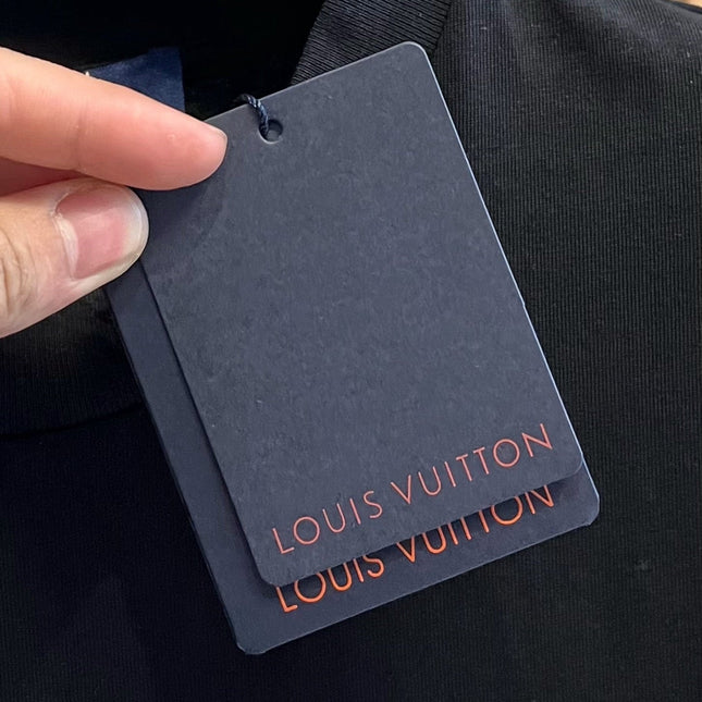 LV T-SHIRT IN BLACK COTTON LOGO PRINT 238866