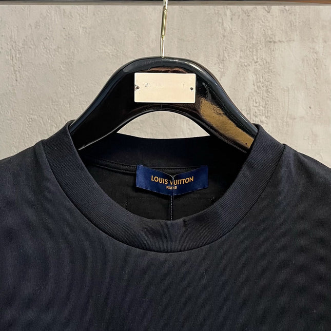 LV T-SHIRT IN BLACK COTTON LOGO PRINT 238866