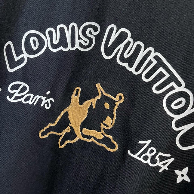 LV T-SHIRT IN BLACK COTTON LOGO PRINT 238866